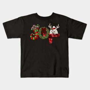 Christmas Joy Dwarf Stocking Reindeer White Pomeranian Kids T-Shirt